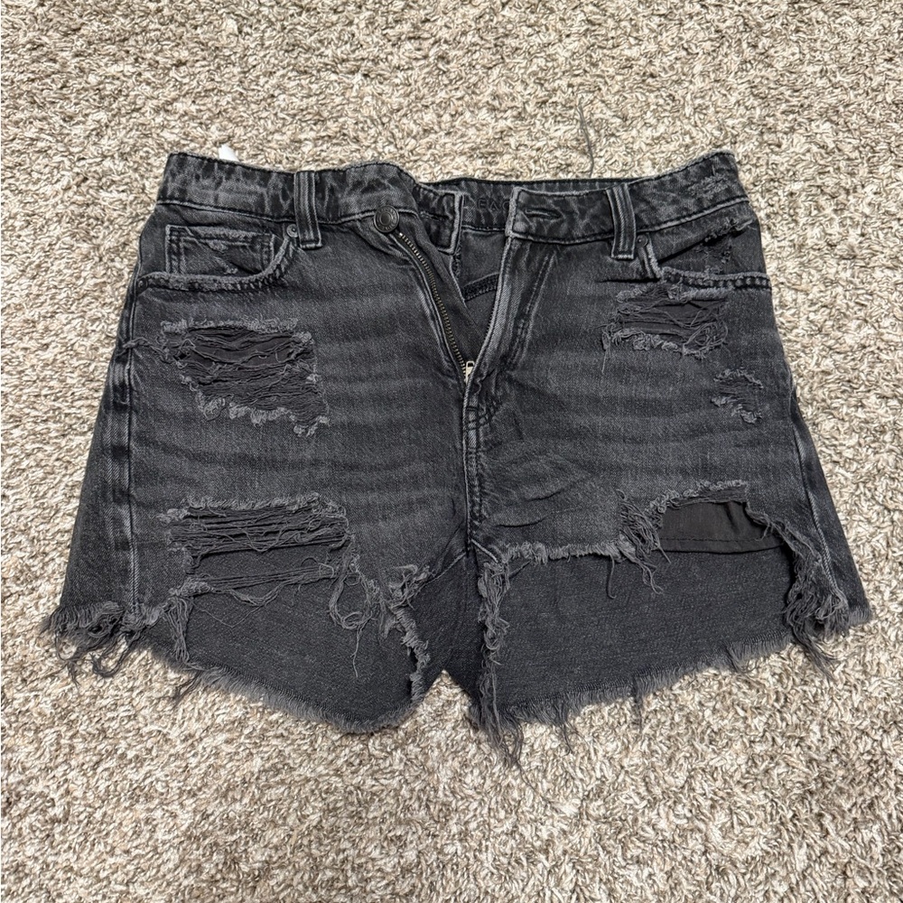 American Eagle Outfitters Black Distressed Jean Shorts